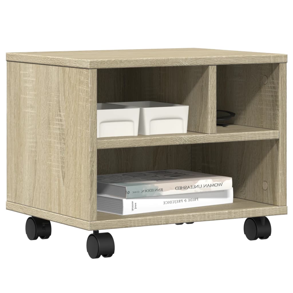 vidaXL Printer Stand with Wheels Sonoma Oak 41x32x34,5 cm 4