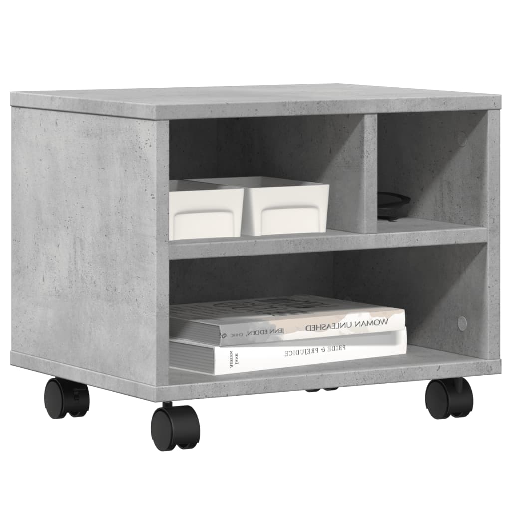 vidaXL Printer Stand with Wheels Concrete Grey 41x32x34,5 cm 4