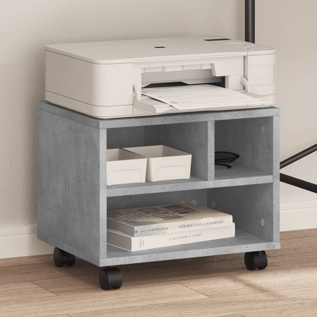 vidaXL Printer Stand with Wheels Concrete Grey 41x32x34,5 cm 1