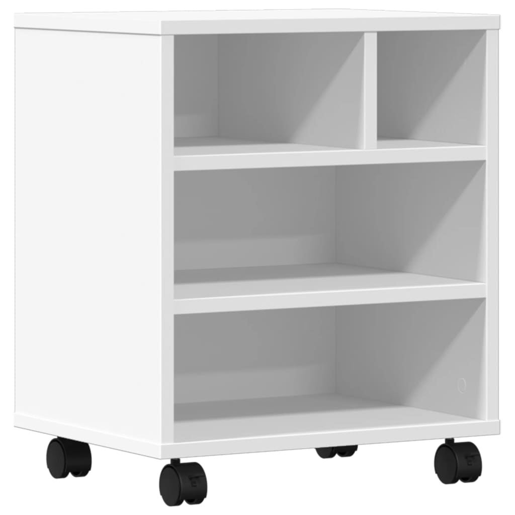 vidaXL Printer Stand with Wheels White 41x32x48 cm 2