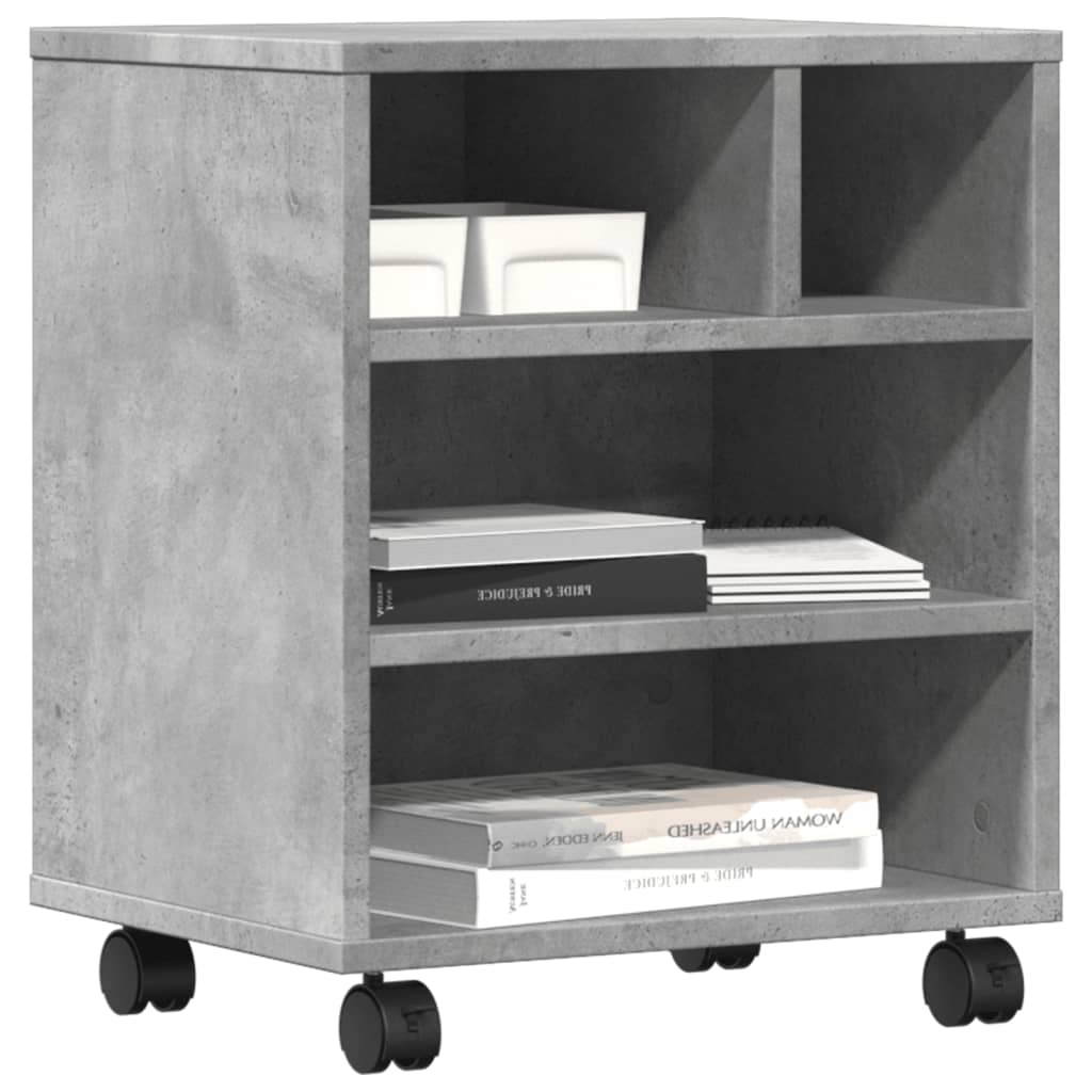 vidaXL Printer Stand with Wheels Concrete Grey 41x32x48 cm 4
