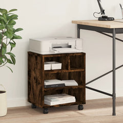 vidaXL Printer Stand with Wheels Smoked Oak 41x32x48 cm 3