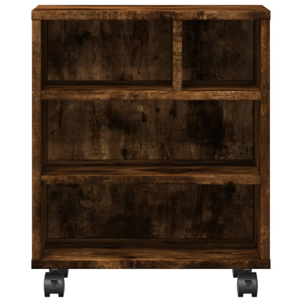 vidaXL Printer Stand with Wheels Smoked Oak 41x32x48 cm 5