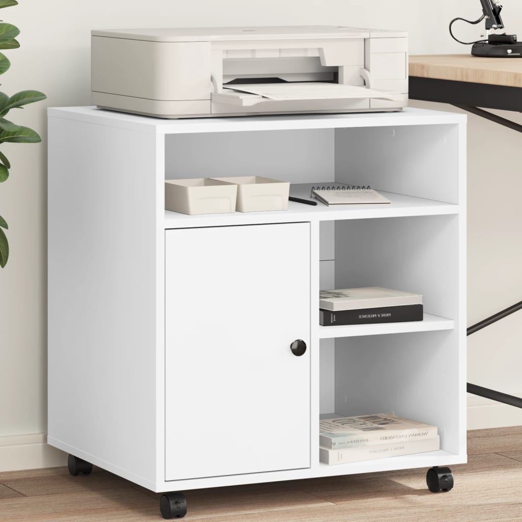 Printer Stand with Wheels 60x50x67 cm White