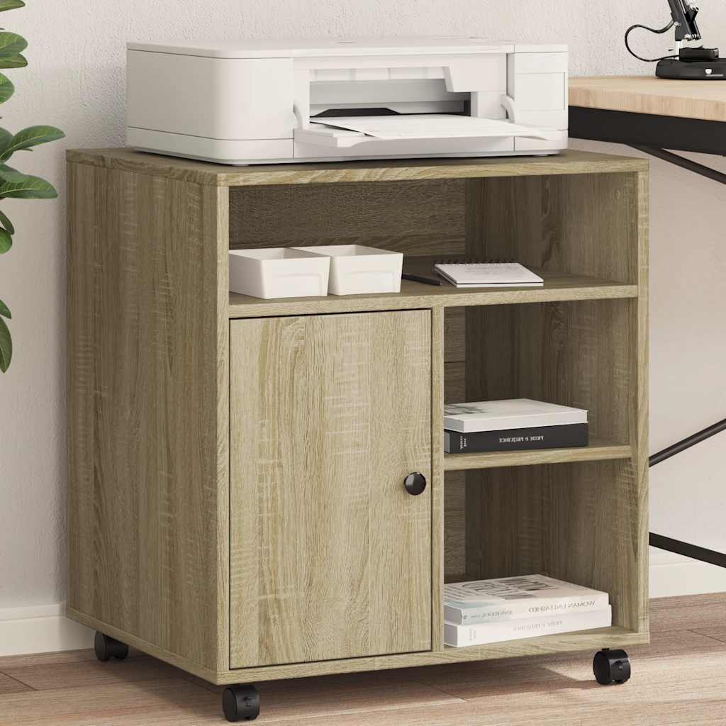 Printer Stand with Wheels 60x50x67 cm Sonoma oak