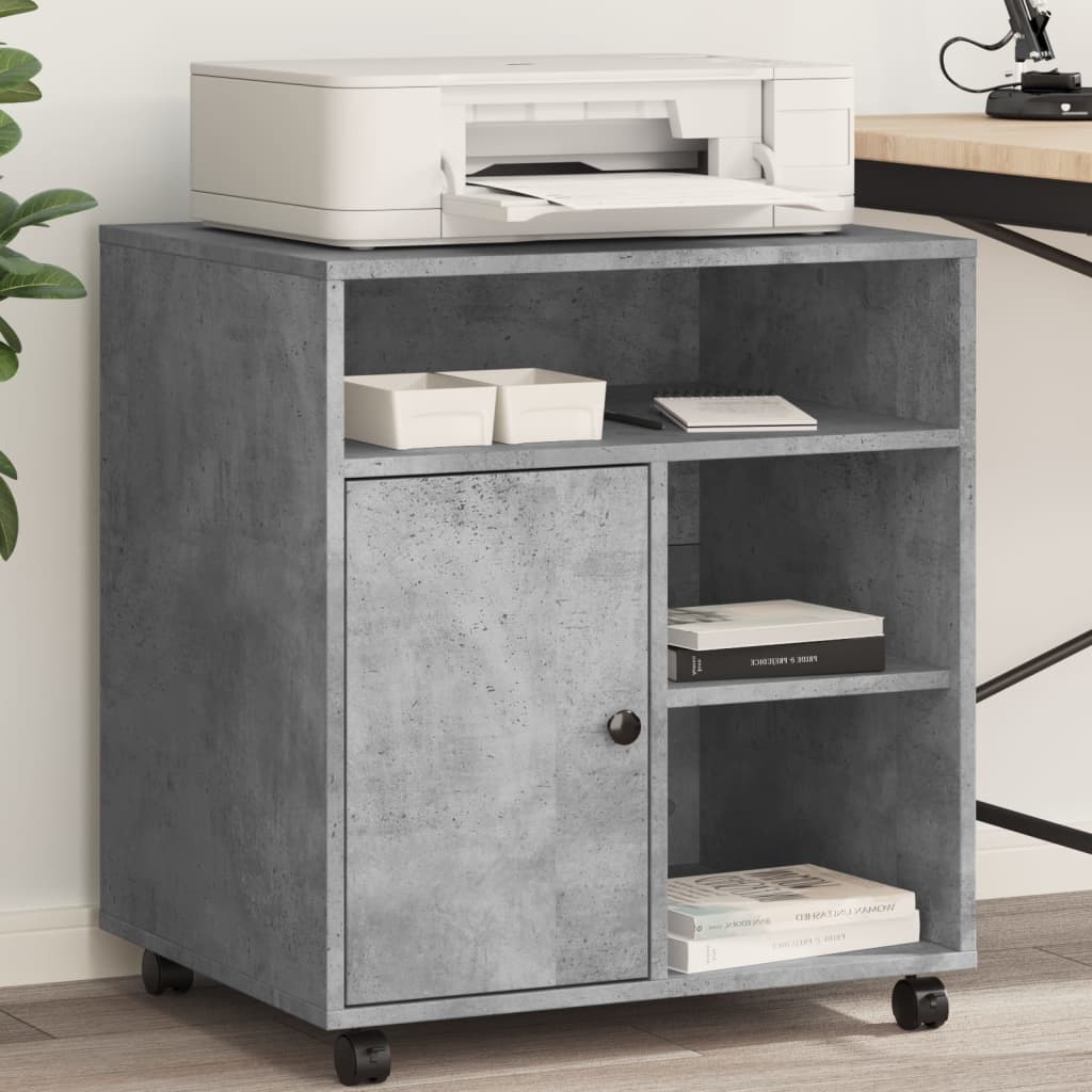 Printer Stand with Wheels 60x50x67 cm Concrete grey