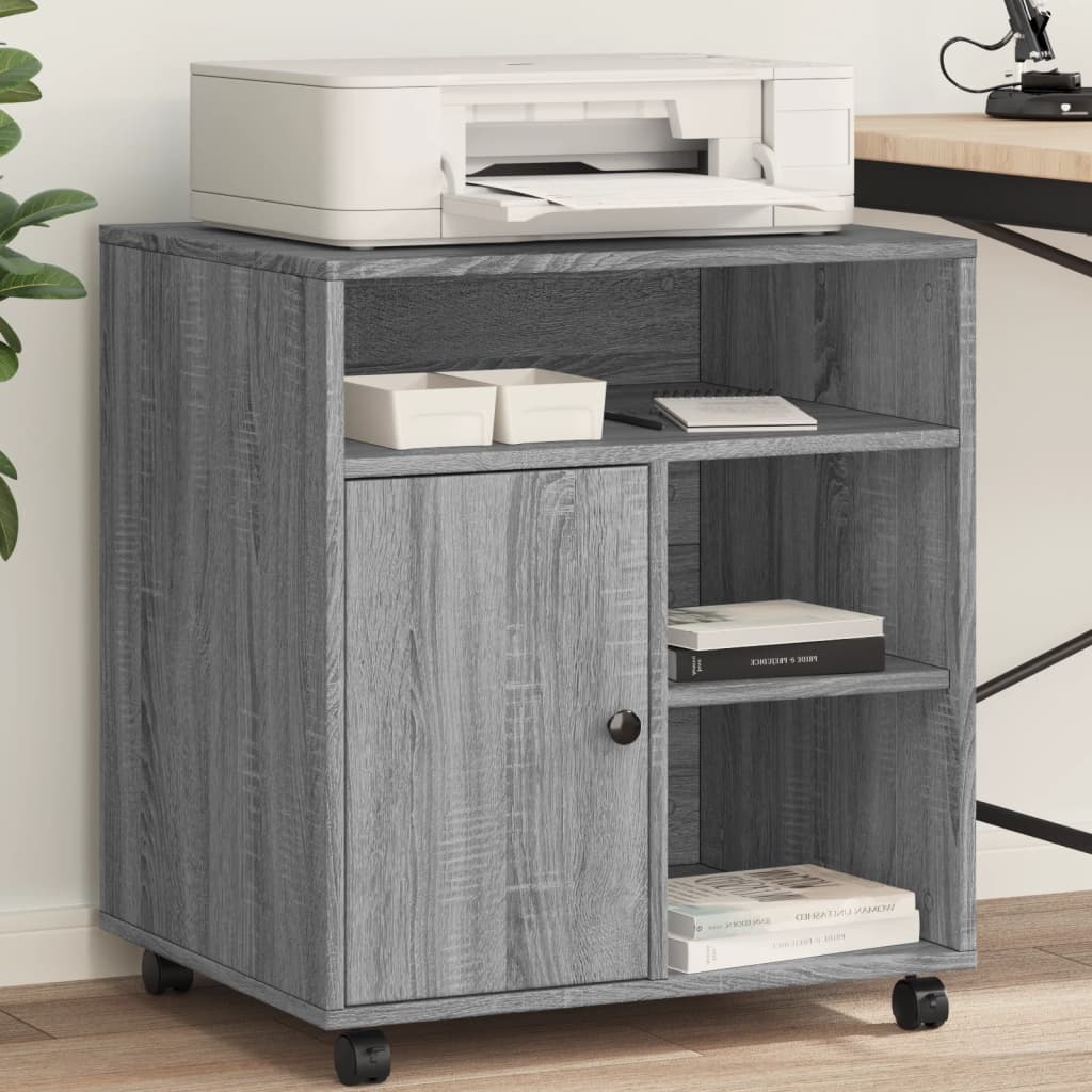 Printer Stand with Wheels 60x50x67 cm Grey sonoma