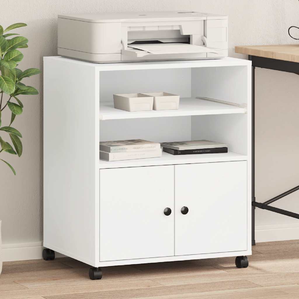 Printer Stand with Wheels 60x48x74 cm White