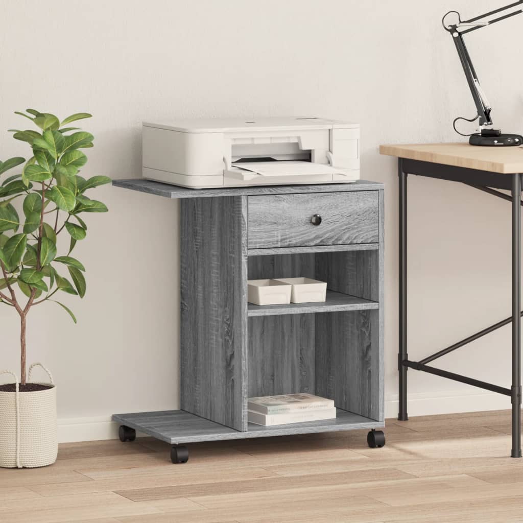 Printer Stand with Wheels 60x40x68,5 cm Grey sonoma