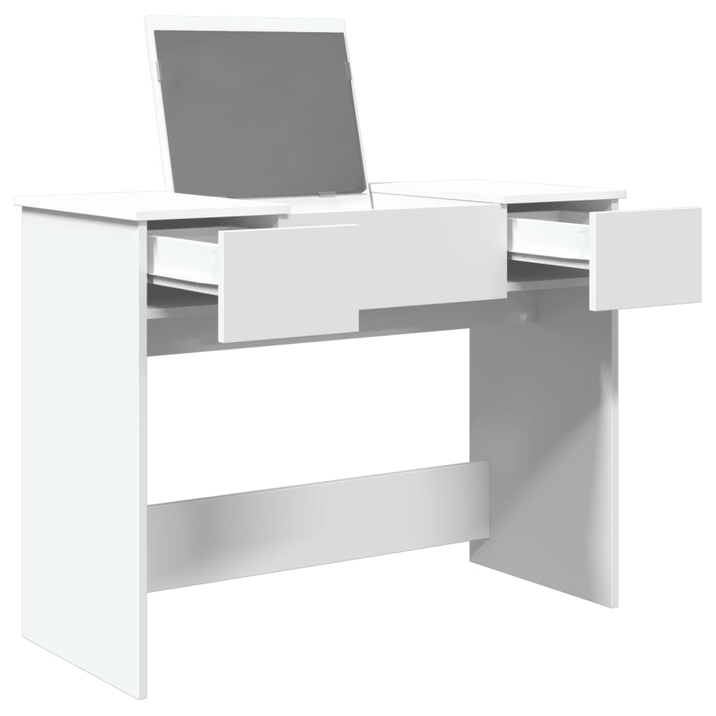 vidaXL Dressing Table with Mirror White 100x45x76 cm 4