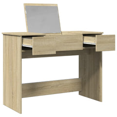 vidaXL Dressing Table with Mirror Sonoma Oak 100x45x76 cm 4