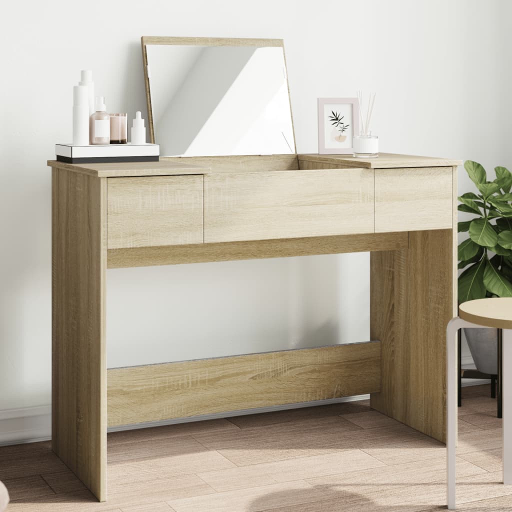 vidaXL Dressing Table with Mirror Sonoma Oak 100x45x76 cm 1
