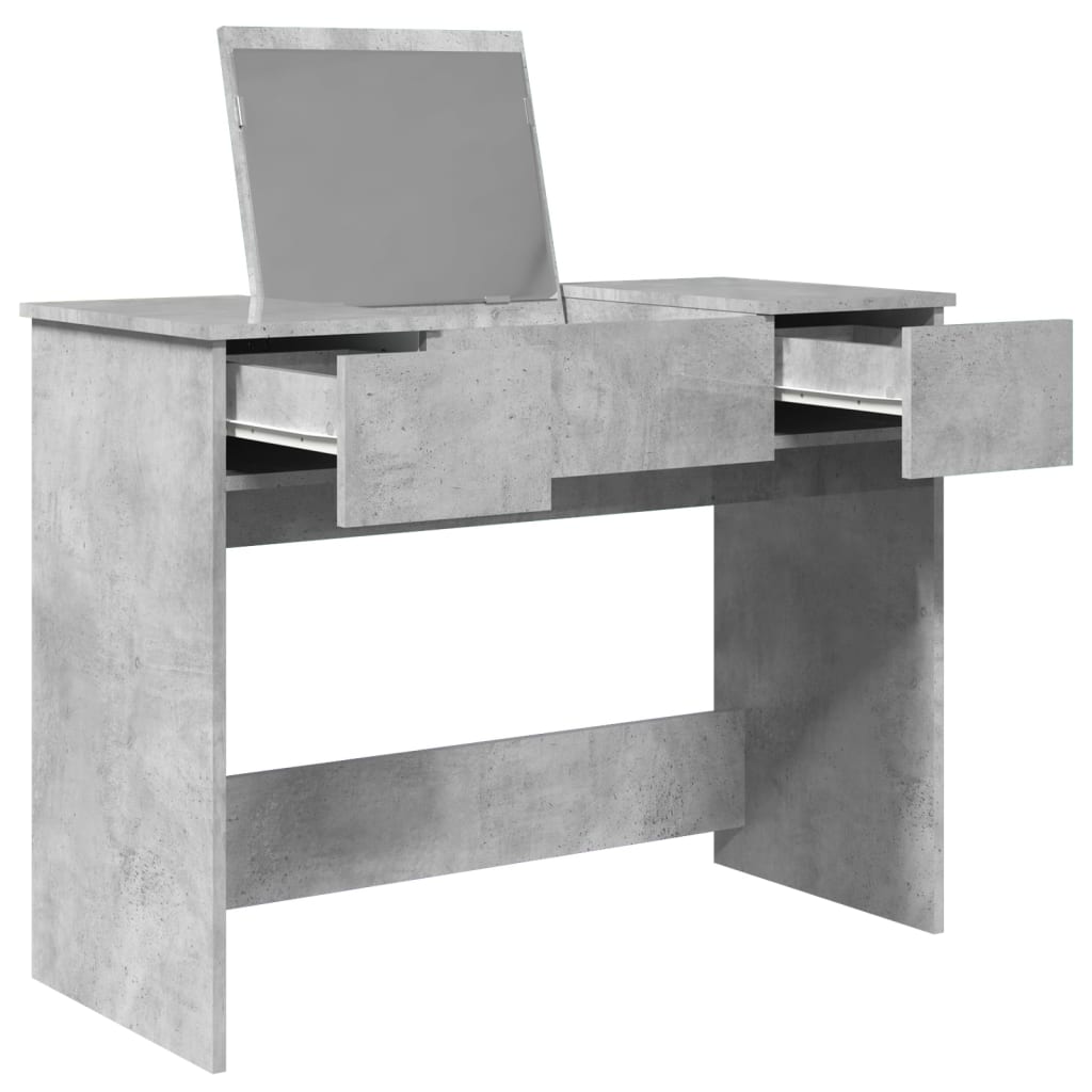 vidaXL Dressing Table with Mirror Concrete Grey 100x45x76 cm 4