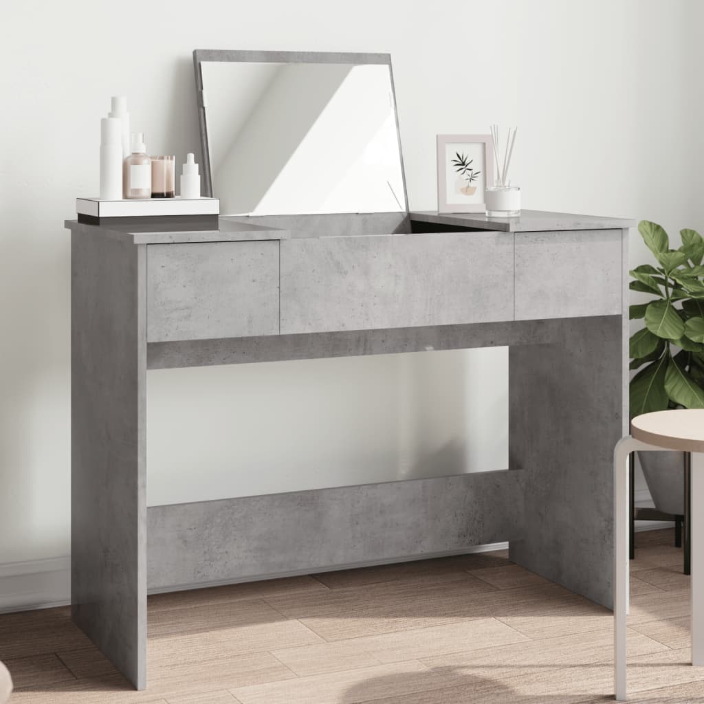 vidaXL Dressing Table with Mirror Concrete Grey 100x45x76 cm 1