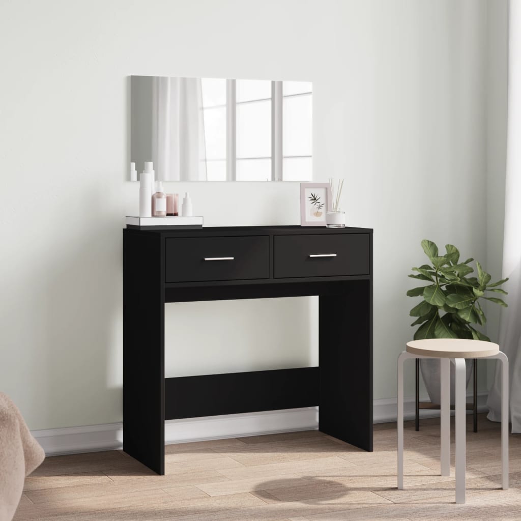 vidaXL Dressing Table with Mirror Black 80x39x80 cm 3