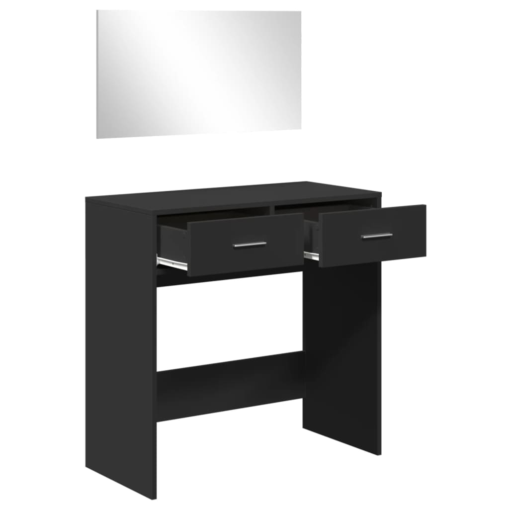 vidaXL Dressing Table with Mirror Black 80x39x80 cm 4