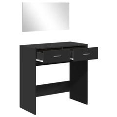 vidaXL Dressing Table with Mirror Black 80x39x80 cm 4