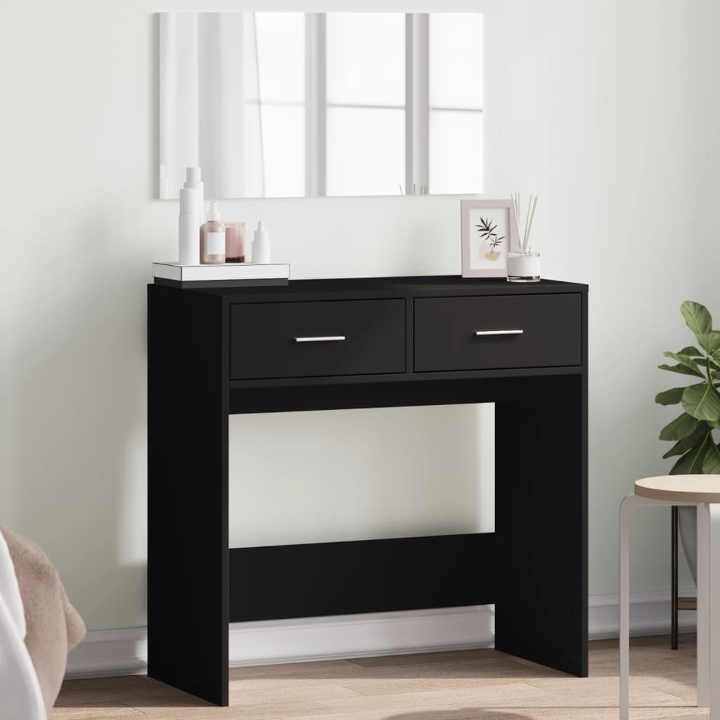 vidaXL Dressing Table with Mirror Black 80x39x80 cm 1
