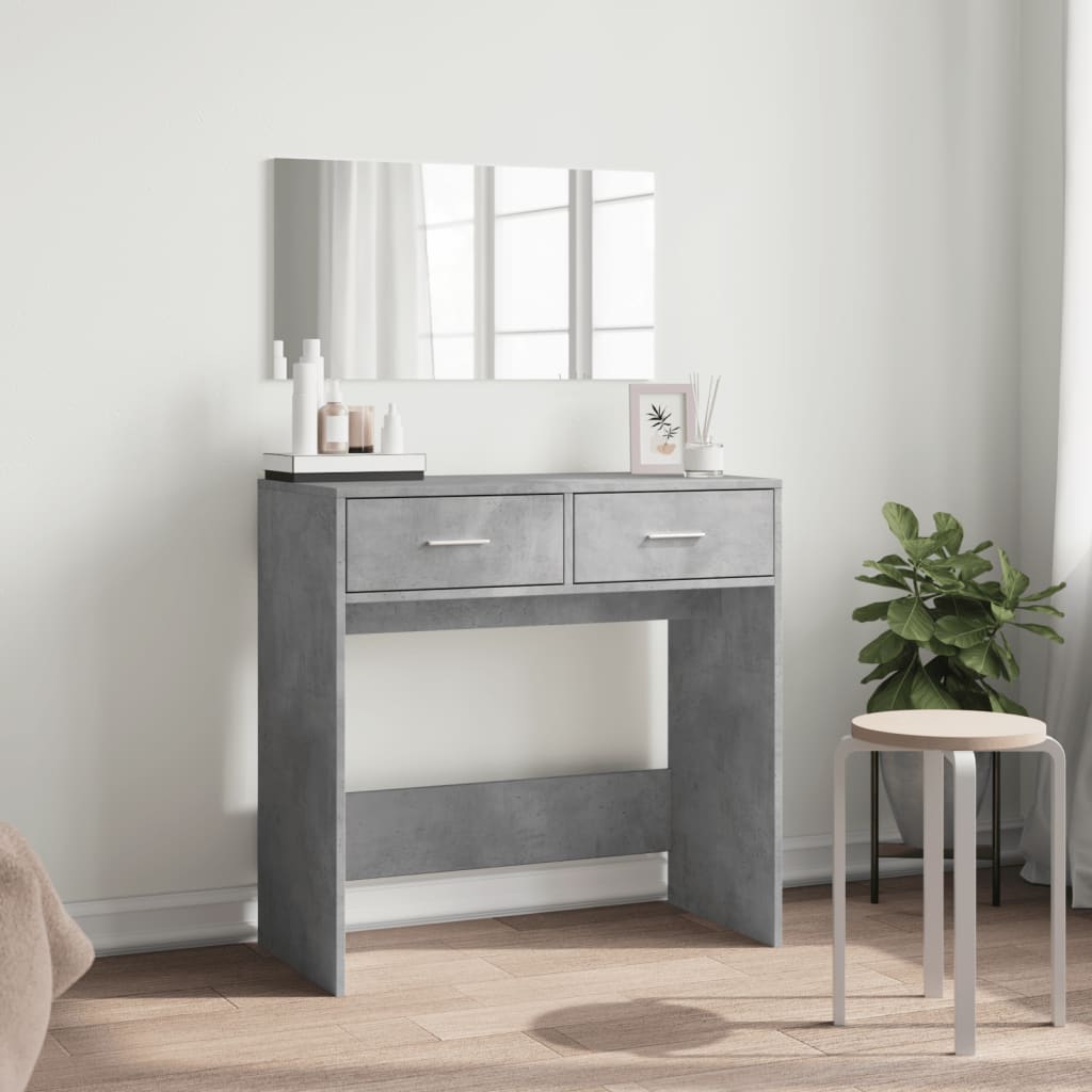vidaXL Dressing Table with Mirror Concrete Grey 80x39x80 cm 3