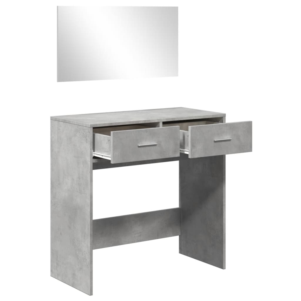 vidaXL Dressing Table with Mirror Concrete Grey 80x39x80 cm 4