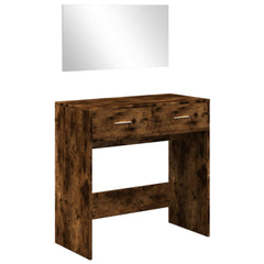 vidaXL Dressing Table with Mirror Smoked Oak 80x39x80 cm 2