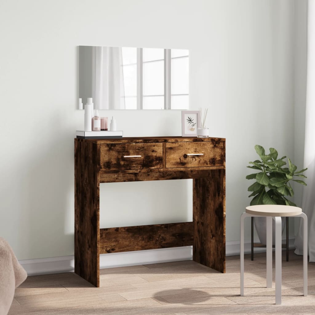 vidaXL Dressing Table with Mirror Smoked Oak 80x39x80 cm 3