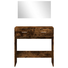 vidaXL Dressing Table with Mirror Smoked Oak 80x39x80 cm 5