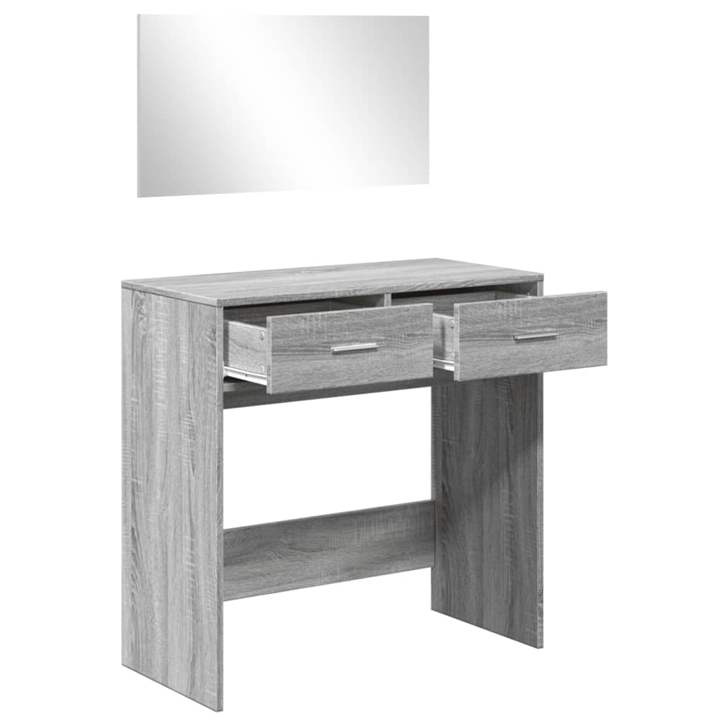 vidaXL Dressing Table with Mirror Grey Sonoma 80x39x80 cm 4