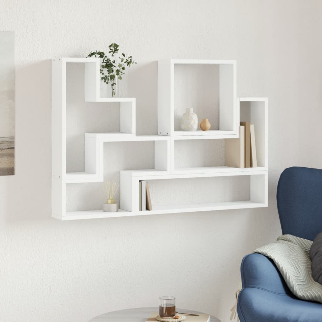 vidaXL Wall Shelf White 96x12x64 cm Engineered Wood 3