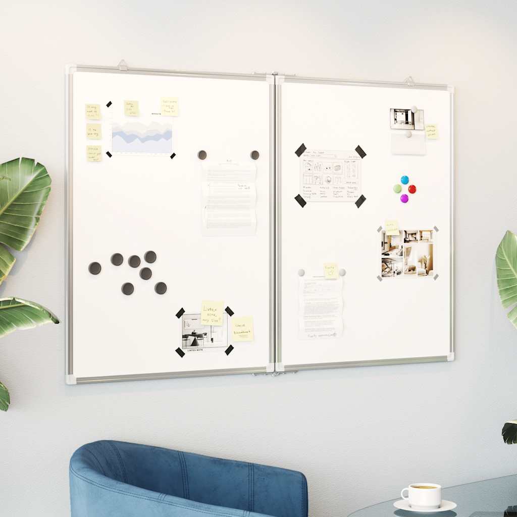 vidaXL Magnetic Whiteboard Foldable 100x80x1.7 cm Aluminium 1