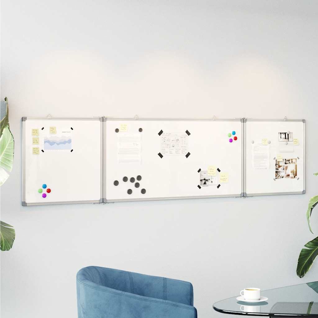 vidaXL Magnetic Whiteboard Foldable 160x40x1.7 cm Aluminium 1