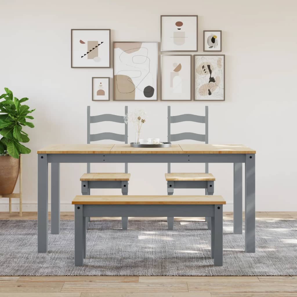 vidaXL Dining Table PANAMA Grey 160x80x75 cm Solid Wood Pine 3