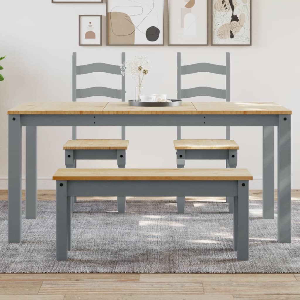 vidaXL Dining Table PANAMA Grey 160x80x75 cm Solid Wood Pine 1