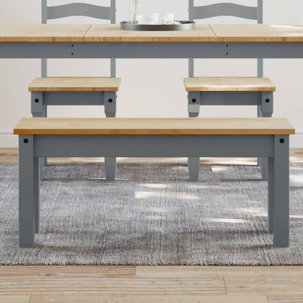 Dining Bench "PANAMA" 105x30x45 cm Solid Wood Pine Grey