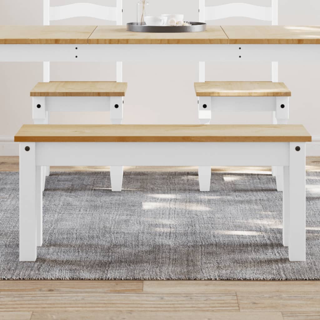 Dining Bench "PANAMA" 105x30x45 cm Solid Wood Pine White