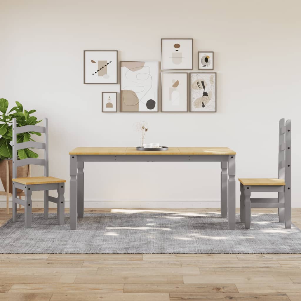 vidaXL Dining Table Corona Grey 160x80x75 cm Solid Wood Pine 3
