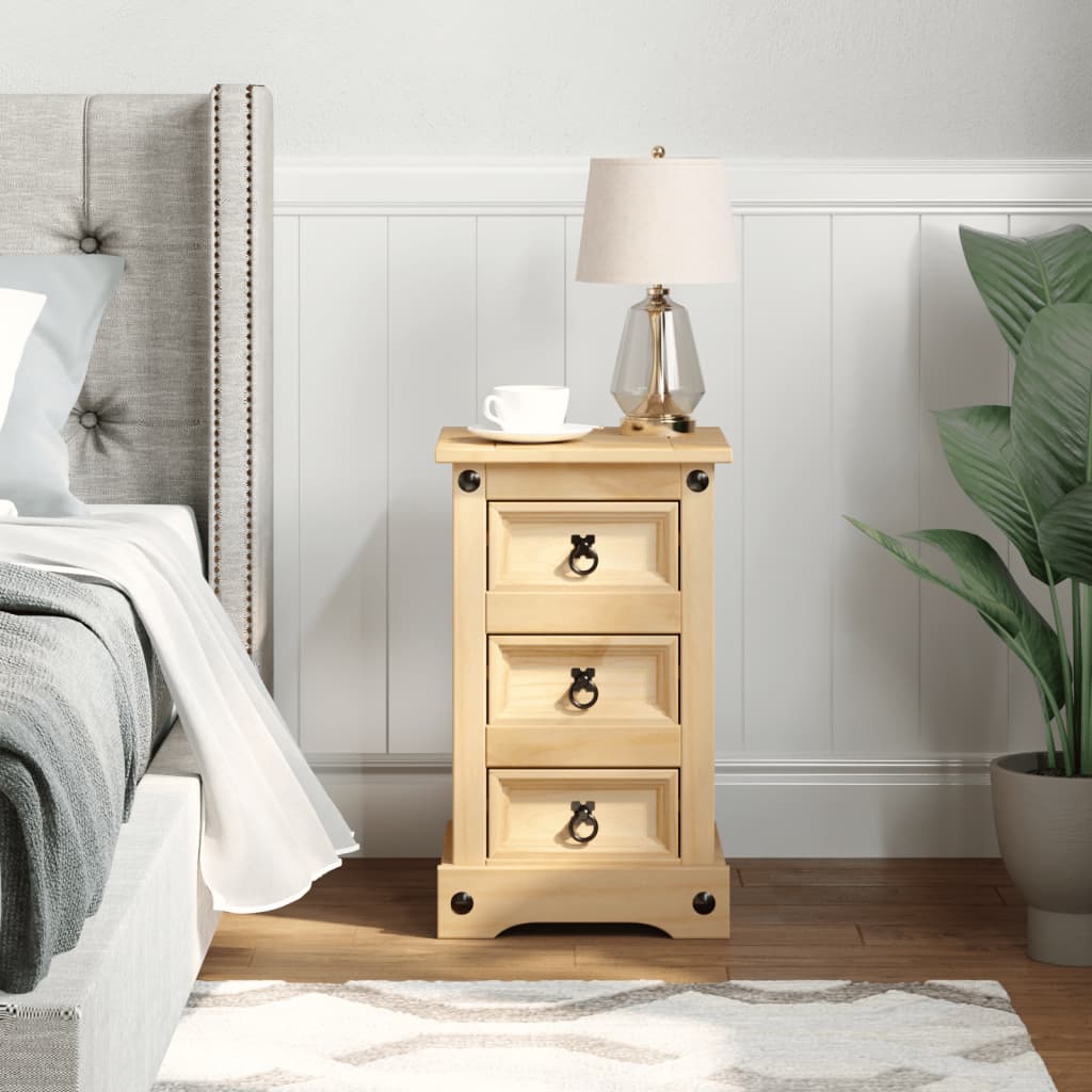 vidaXL Bedside Cabinet Corona 35x32.5x58 cm Solid Wood Pine 3