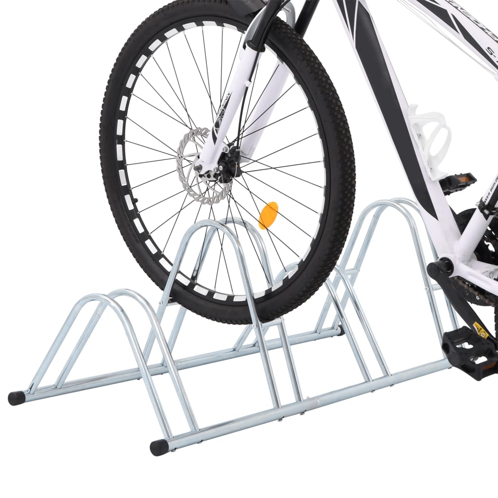 vidaXL Bicycle Stand for 4 Bikes Floor Freestanding Galvanised Steel 2