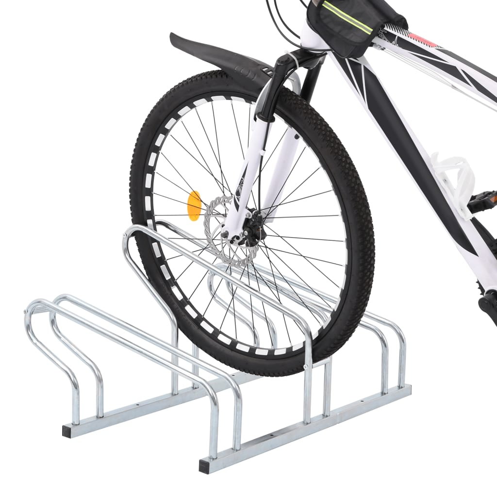 vidaXL Bicycle Stand for 3 Bikes Floor Freestanding Galvanised Steel 2