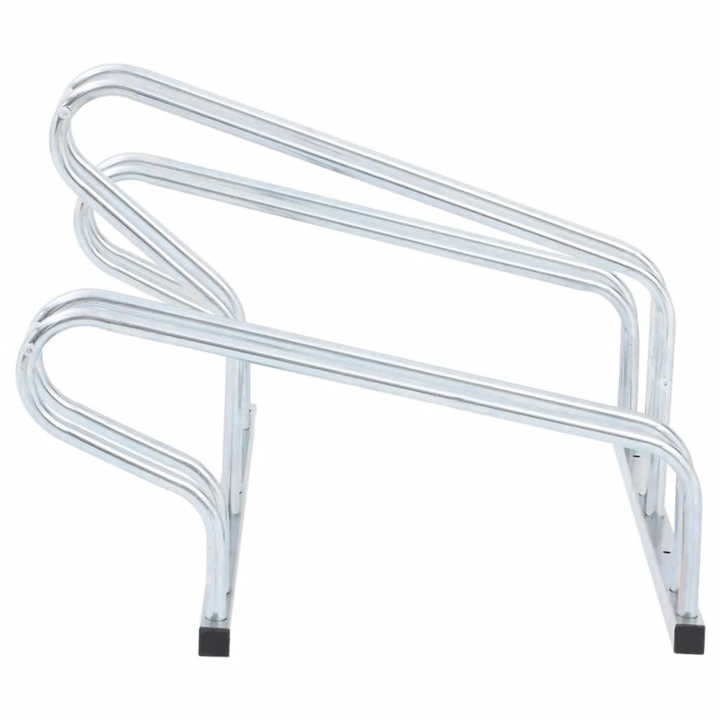 vidaXL Bicycle Stand for 3 Bikes Floor Freestanding Galvanised Steel 4