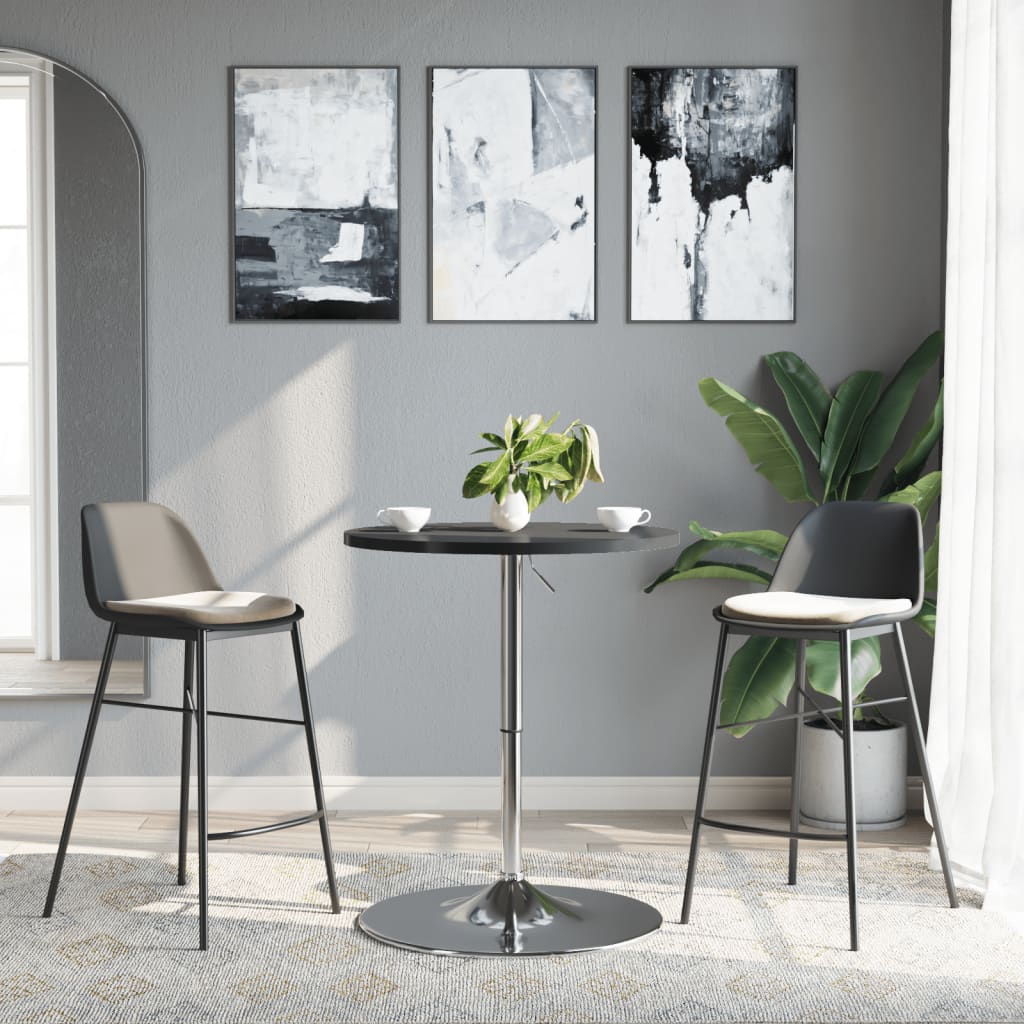 vidaXL Bar Table Black 60x60x90 cm Engineered Wood and Chromed Steel 3