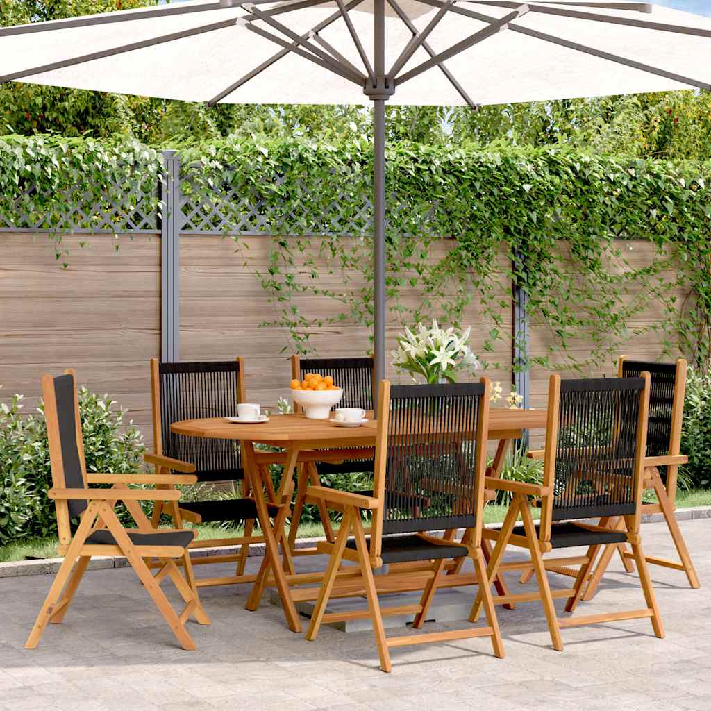 Reclining Folding Chairs Solid Wood Acacia Black 6