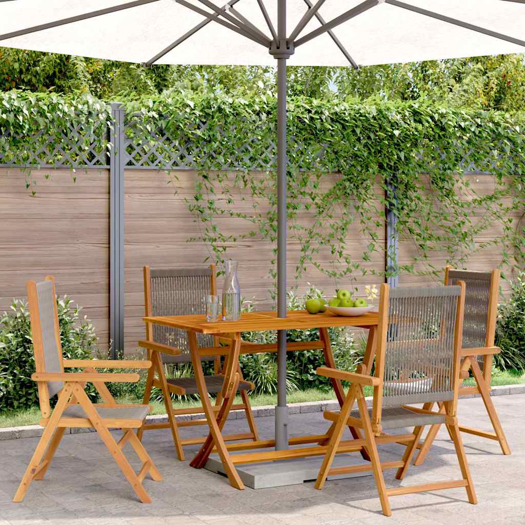Reclining Folding Chairs Solid Wood Acacia Grey 4