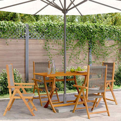 Reclining Folding Chairs Solid Wood Acacia Grey 4