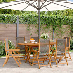 Reclining Folding Chairs Solid Wood Acacia Grey 6