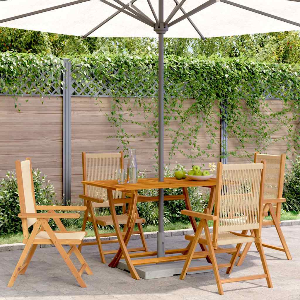 Reclining Folding Chairs Solid Wood Acacia Beige 4