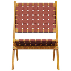 Folding Chairs 2 pcs Solid Wood Red With table