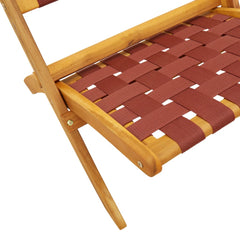Folding Chairs 2 pcs Solid Wood Red With table