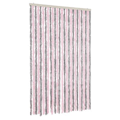 Fly Curtain 118x220 cm Chenille Width 118 cm Anthracite–Grey and white Grey and pink