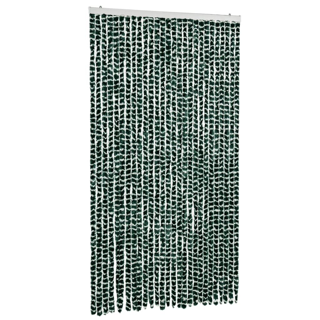 vidaXL Fly Curtain Green and White 118x220 cm Chenille 2
